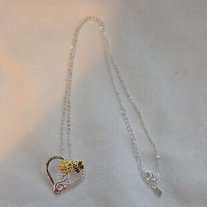 Chic Heart Necklace with Silver and Gold Accents
